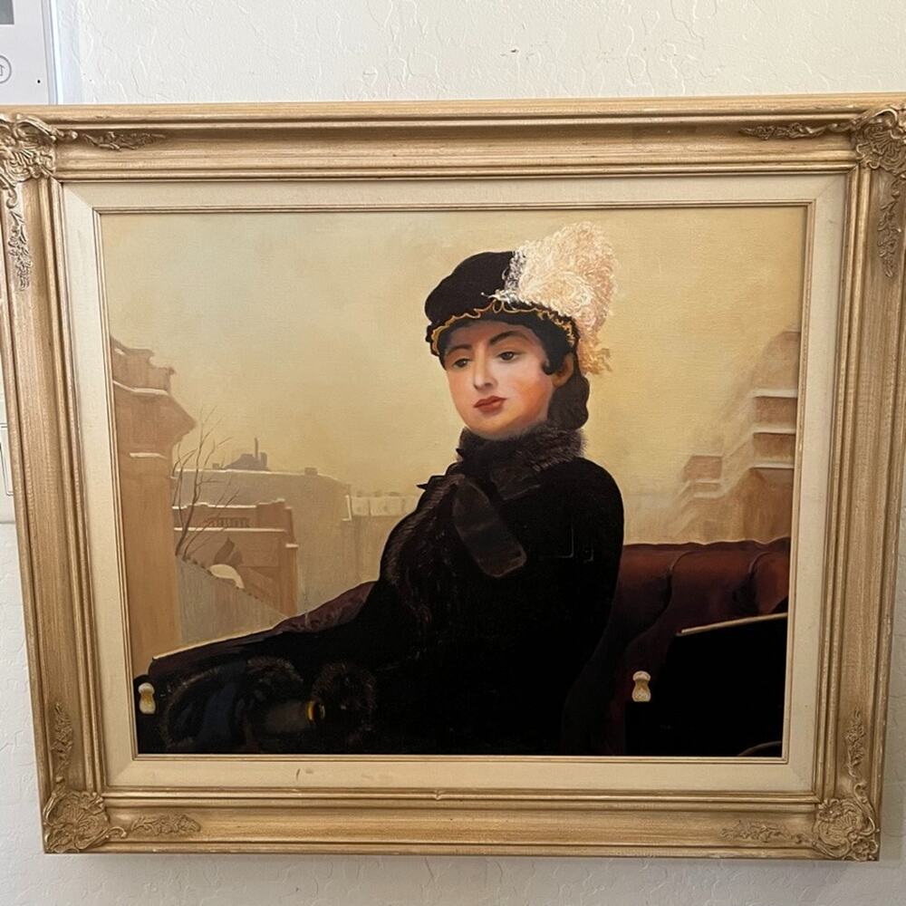 Portrait of an Unknown Woman Replica Russia Oil Painting Signed Tamiko M.